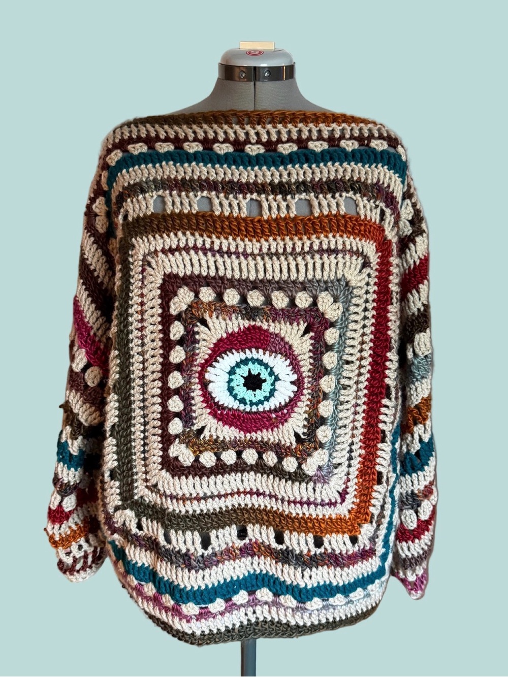 Handcrafted Multicolor Crochet Sweater - Women